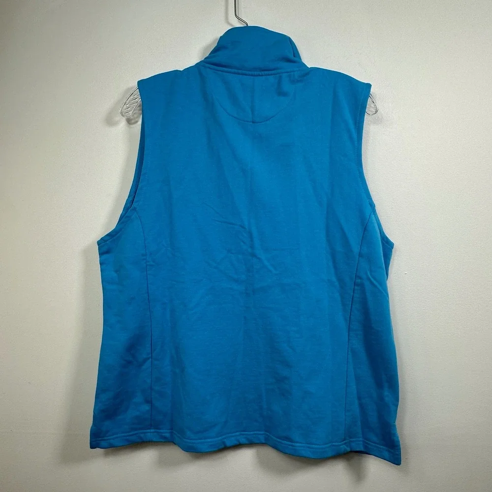 Southpointe Womens XL Blue Full Zip Mock Neck Cotton Blend Vest Pockets